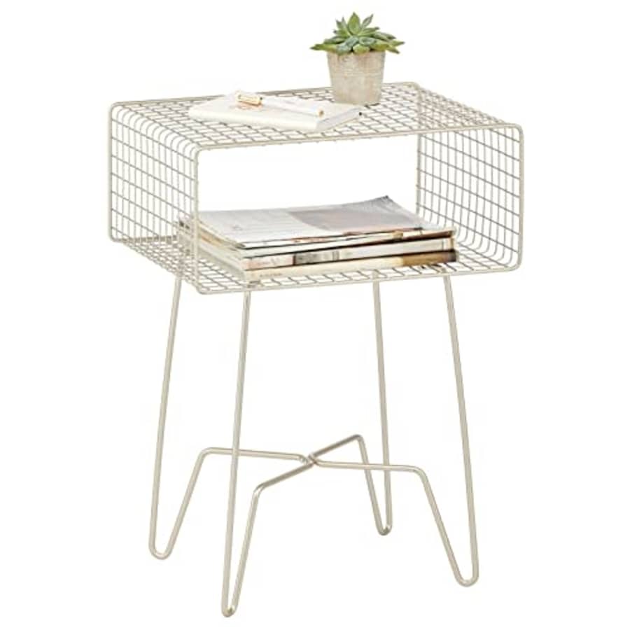 mDesign Modern Industrial Side Table with Storage Shelf, 2-Tier Metal Minimal End Table, Metallic for $45