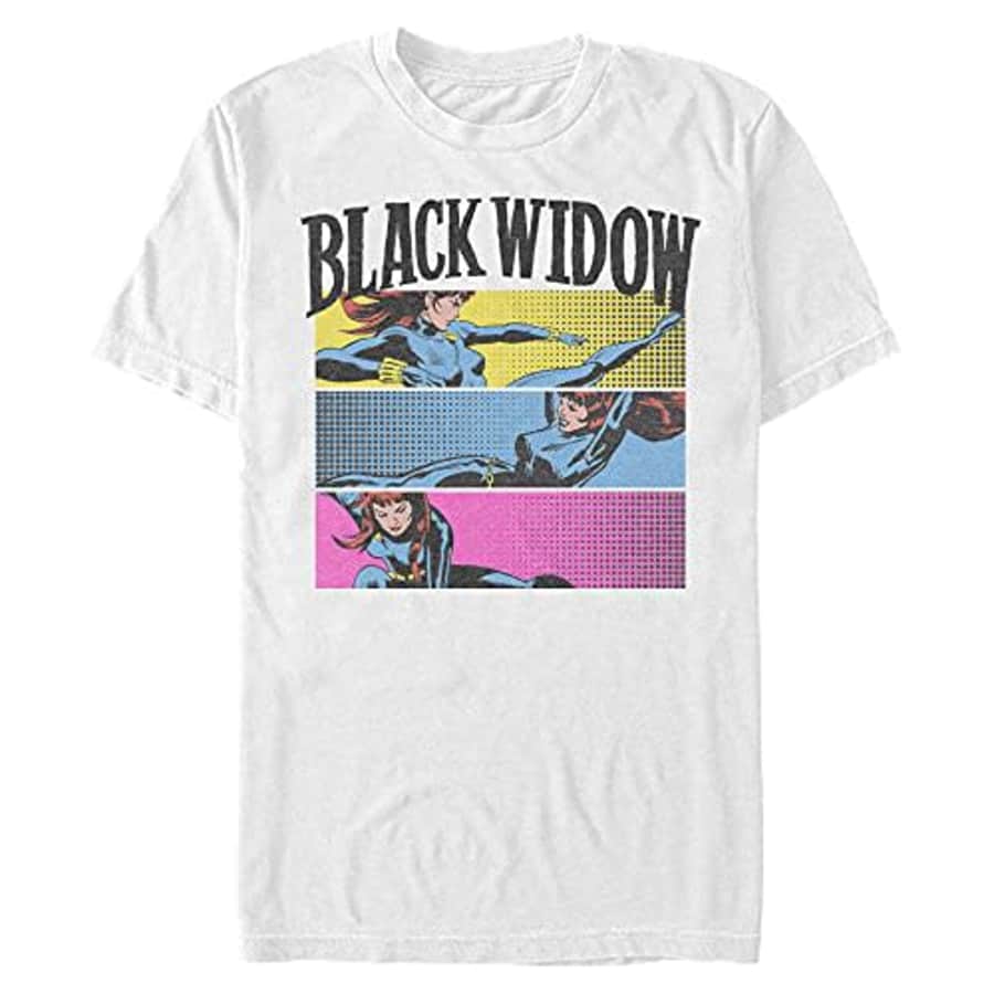 Marvel Men's Universe Black Widow Panels T-Shirt, White, X-Large for $9