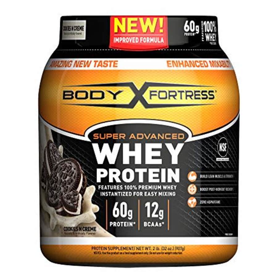 Body Fortress Super Advanced Whey Protein Powder, Cookies N' Cream, 2 Pound(Packaging May Vary) for $38