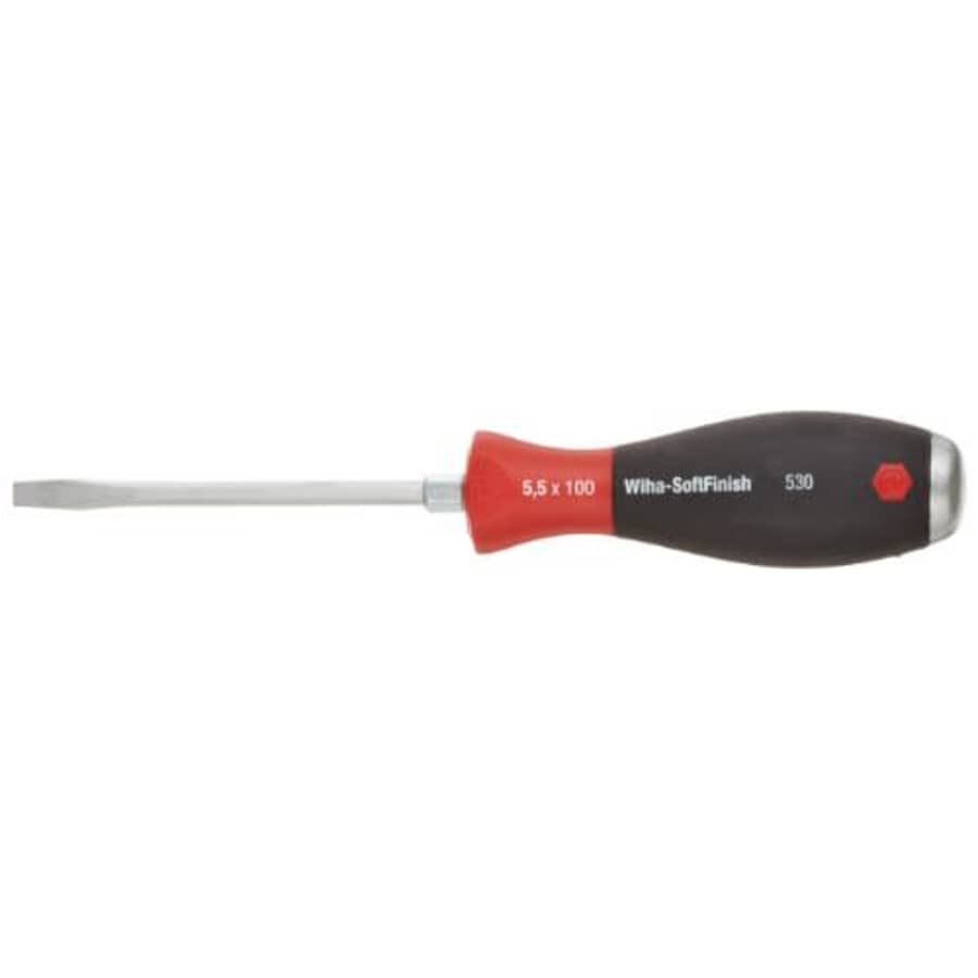 Wiha Tools Wiha 53020 Slotted Screwdriver with SoftFinish Handle and Solid Metal Cap, 5.5 x 100mm for $21