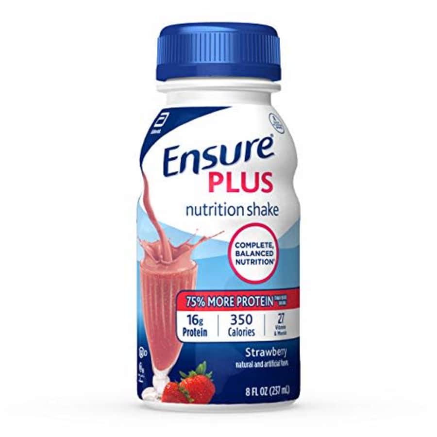 Ensure Plus Nutrition Shake with 13 grams of protein, Meal Replacement Shakes, Strawberry, 8 fl oz, for $2