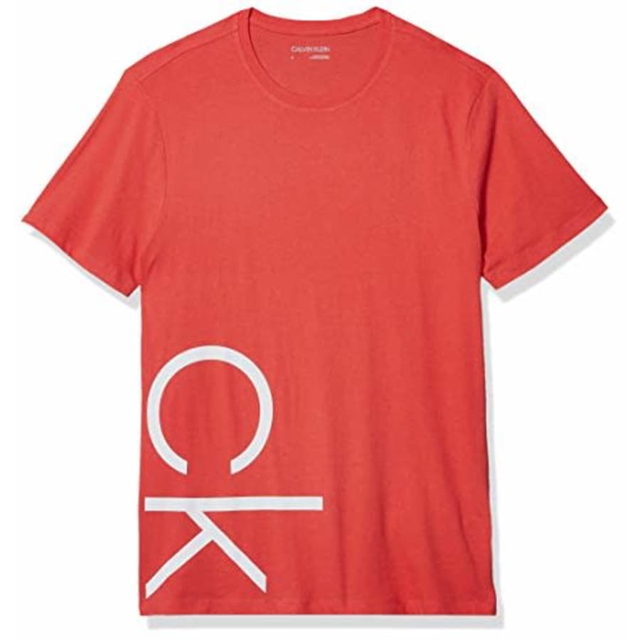 Calvin Klein Men's Athleisure Logo Crewneck T-Shirt, POINSETTA, Medium for $17 Calvin Klein Men's Athleisure Logo Crewneck T-Shirt, POINSETTA, Medium for $17