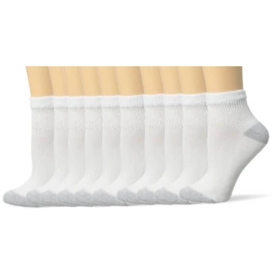 Hanes 10 Pair Cushioned Women's Athletic Socks - Ankle White 5-9 for $9