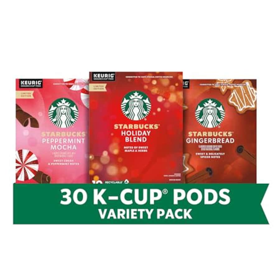 Starbucks K-Cup Coffee Pods, Medium Roast And Naturally Flavored Coffee, Limited Edition Holiday for $31
