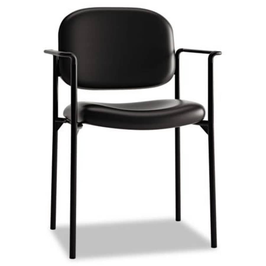 HON Scatter Guest Chair with Arms- Leather Stacking Office Furniture, Black (VL616) for $131