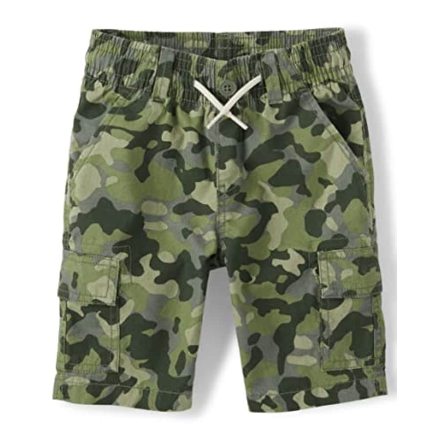 The Children's Place Boys' Pull on Cargo Shorts, Green Camo, 5 for $8