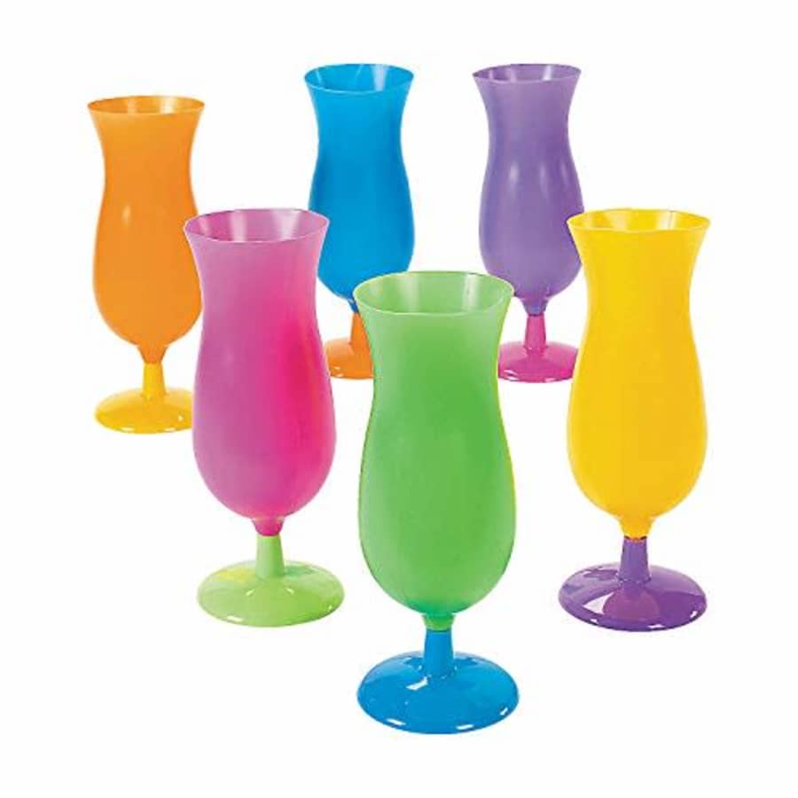 Fun Express Neon Colored Hurricane Glasses (bulk set of 12) Mardi Gras and Tropical Luau Party Supplies for $26