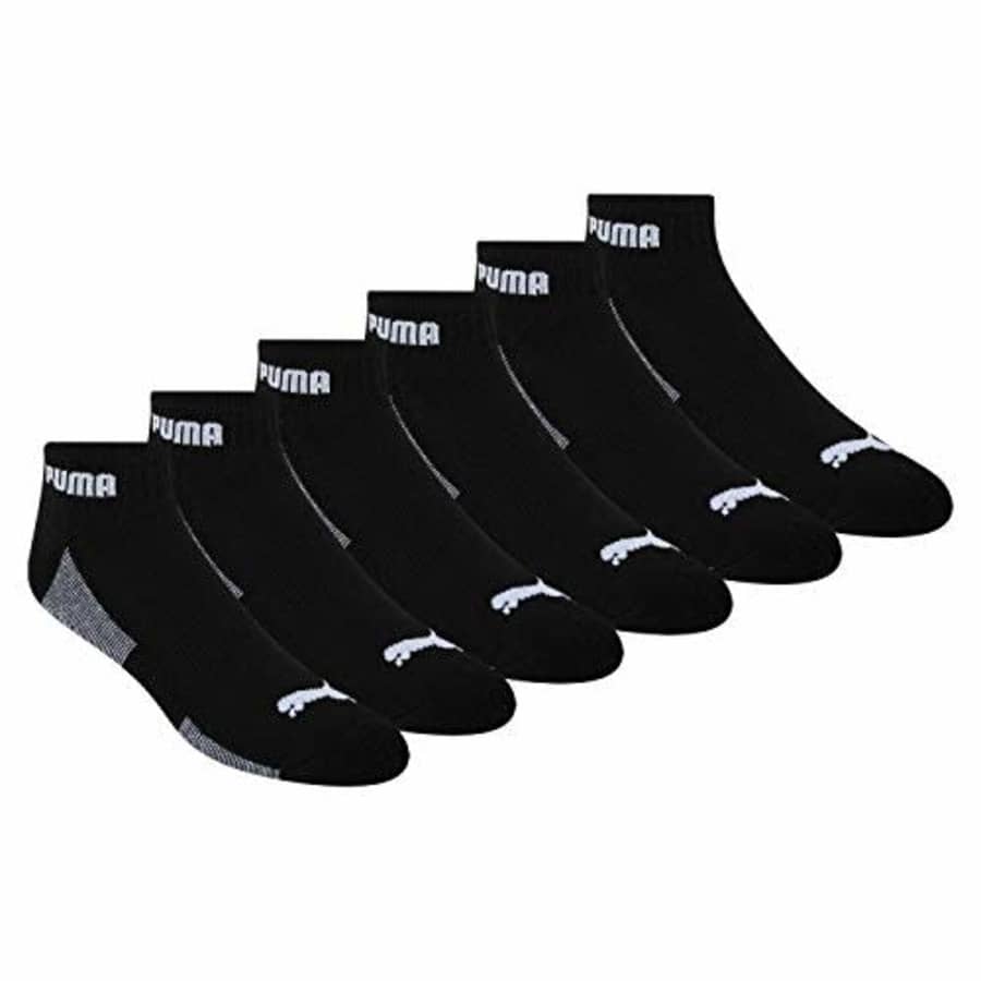 PUMA mens 6 Pack Quarter Crew running socks, Black, 10 1 US for $21