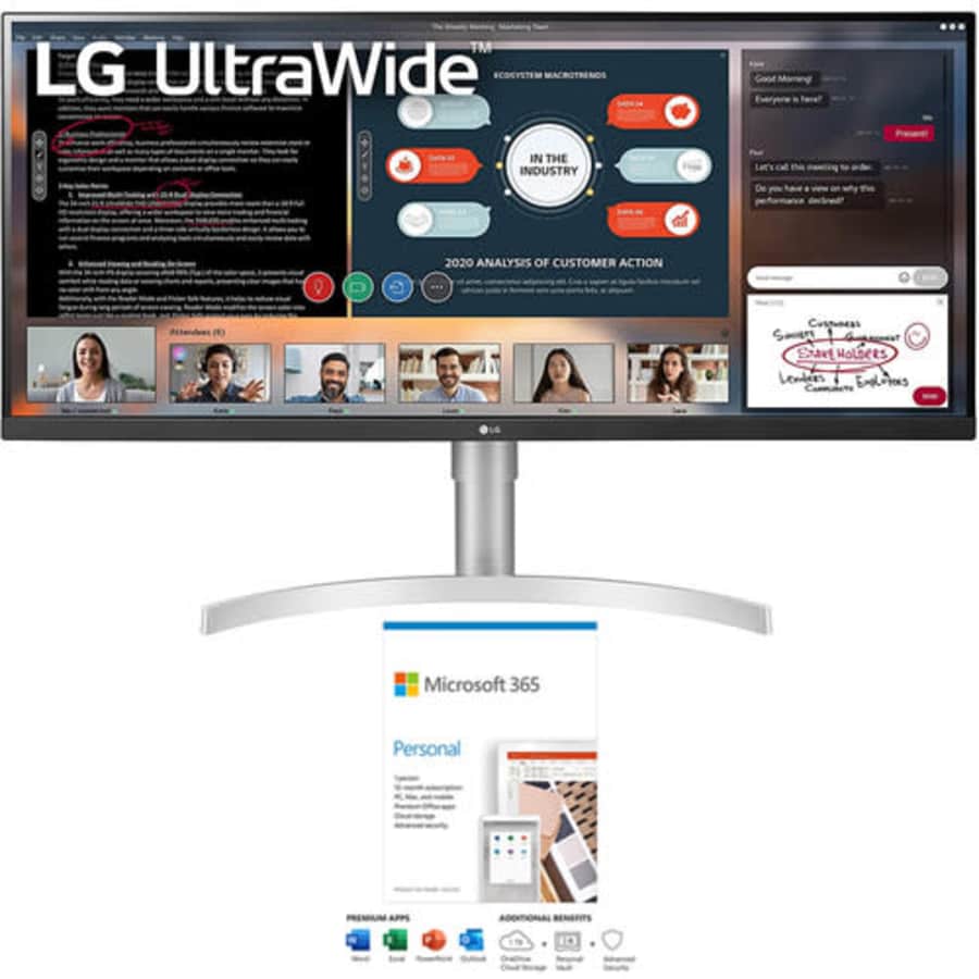 LG 34" 21:9 IPS HDR LED AMD FreeSync Monitor w/ 1-Year Microsoft 365 Personal for $349 LG 34" 21:9 IPS HDR LED AMD FreeSync Monitor w/ 1-Year Microsoft 365 Personal for $349