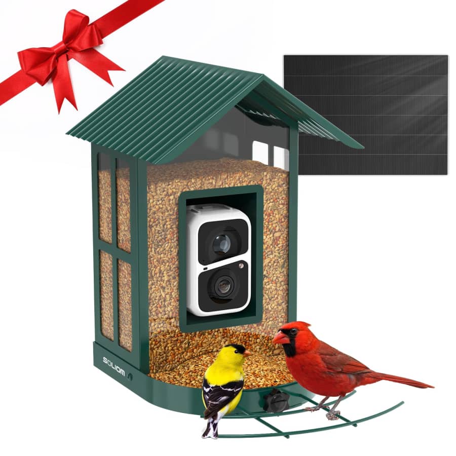 Soliom Wireless Bird Feeder Camera with AI Species Recognition for $59