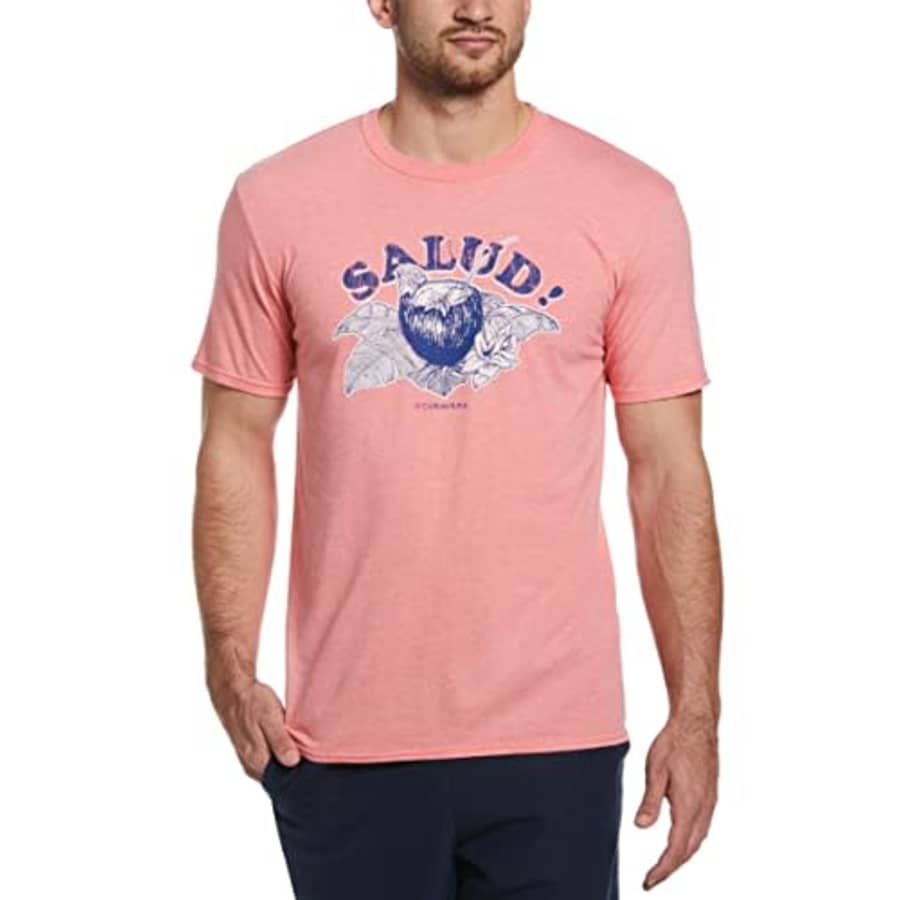 Cubavera Men's Salud Short Sleeve Tee Shirt, Heather Coral Silk, X-Large for $24