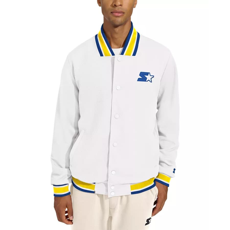 Starter Men's Secret Weapon Classic-Fit Varsity Jacket for $25 Starter Men's Secret Weapon Classic-Fit Varsity Jacket for $25