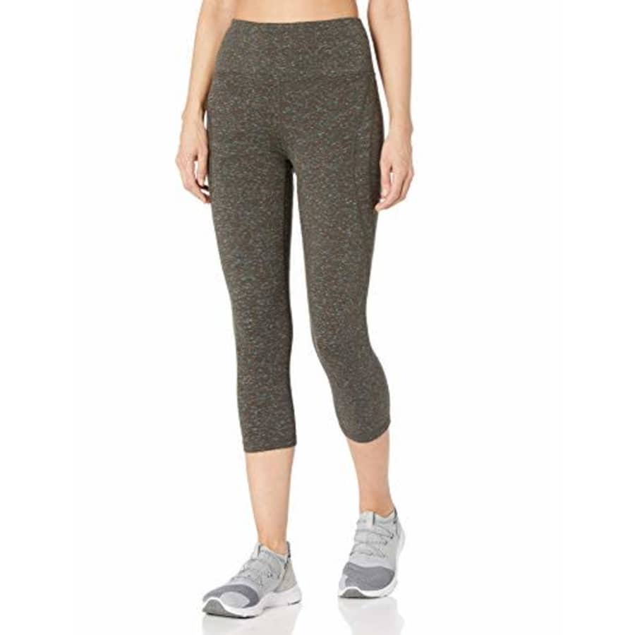 SHAPE activewear Women's Fashion Hi Rise ss Capri, Black Olive, Small for $19
