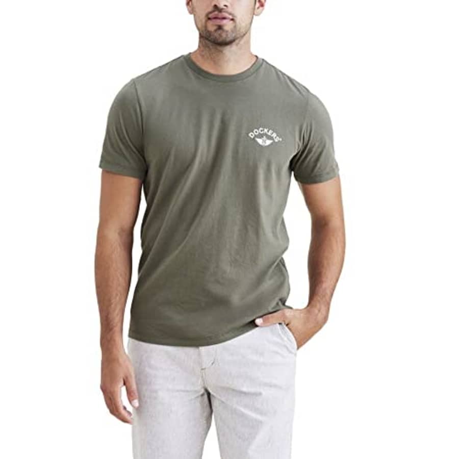 Dockers Men's Slim Fit Short Sleeve Graphic Tee Shirt, (New) Camo Green-Anchor Logo, Large for $10 Dockers Men's Slim Fit Short Sleeve Graphic Tee Shirt, (New) Camo Green-Anchor Logo, Large for $10