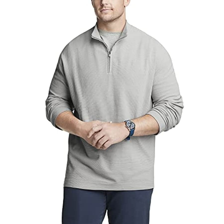 Van Heusen Men's Tall Flex Long Sleeve 1/4 Zip Ottoman Solid Shirt, Monument, 2X-Large Big for $30 Van Heusen Men's Tall Flex Long Sleeve 1/4 Zip Ottoman Solid Shirt, Monument, 2X-Large Big for $30