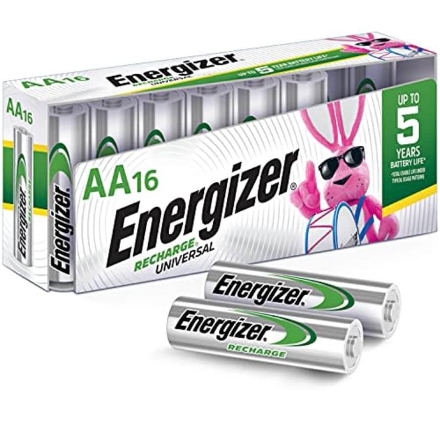 Energizer Rechargeable AA Batteries, NiMH, 2000 mAh, Pre-Charged, 16 count (Recharge Universal) for $35 Energizer Rechargeable AA Batteries, NiMH, 2000 mAh, Pre-Charged, 16 count (Recharge Universal) for $35