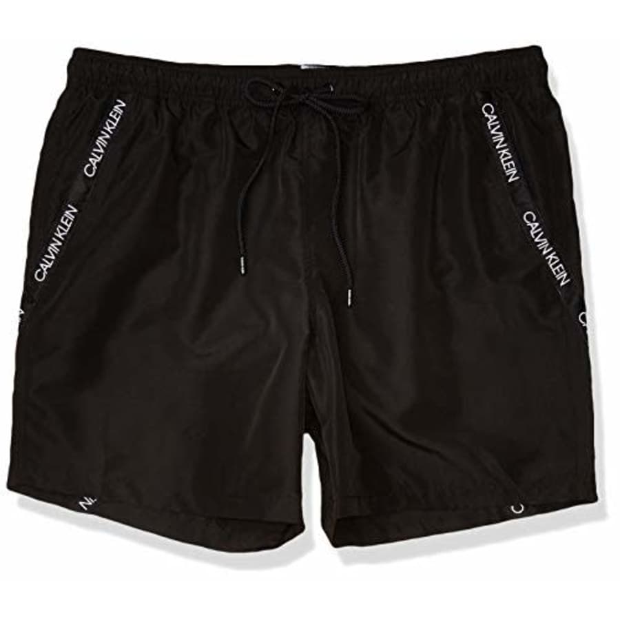 Calvin Klein Men's 5 Inch Elastic Waist Quick Dry Swim Trunk, Black, XX-Large for $33