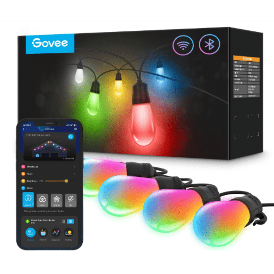 Govee 96-Foot Smart RGBIC Outdoor String Lights for $100