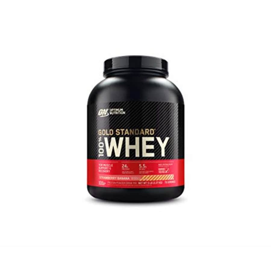 Optimum Nutrition Gold Standard 100% Whey Protein Powder, Strawberry Banana, 5 Pound (Packaging May for $83