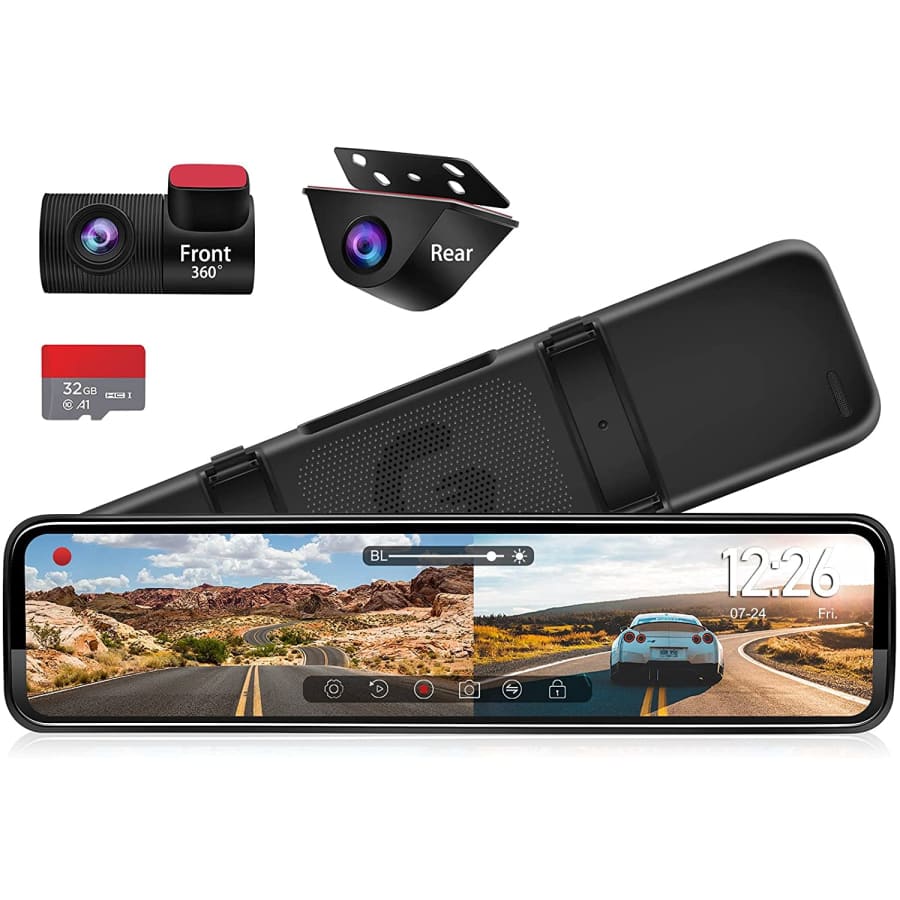 Pormido 12" Rear-View Mirror Dash Camera for $210