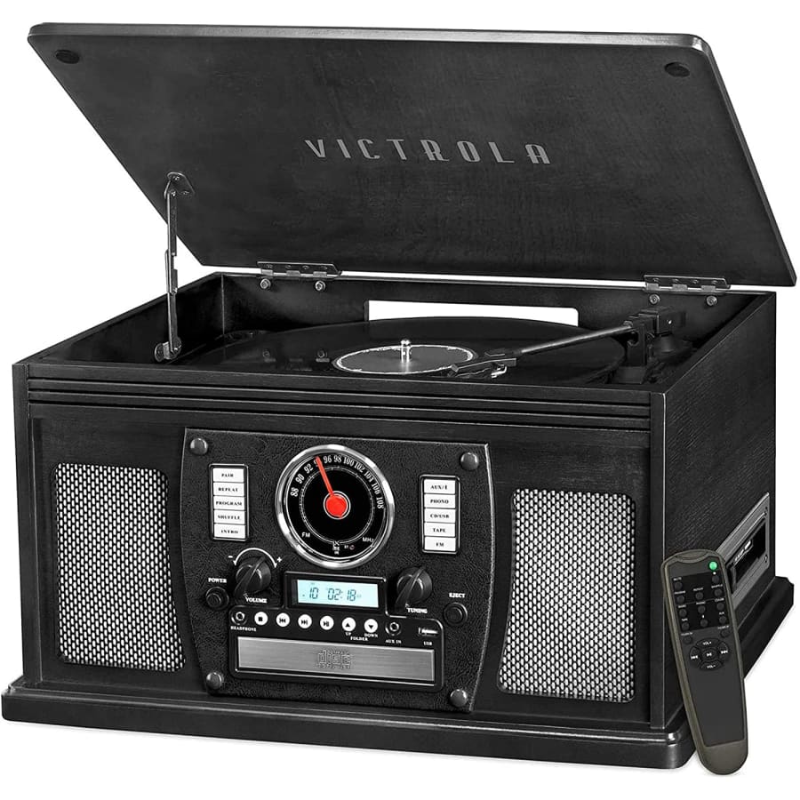 Victrola 8-in-1 Bluetooth Record Player & Multimedia Center w/ Built-In Speakers for $77 Victrola 8-in-1 Bluetooth Record Player & Multimedia Center w/ Built-In Speakers for $77