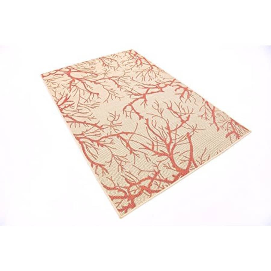 Unique Loom Collection Coastal, Branches, Botanical, Indoor and Outdoor Area Rug, 4' x 6' for $49