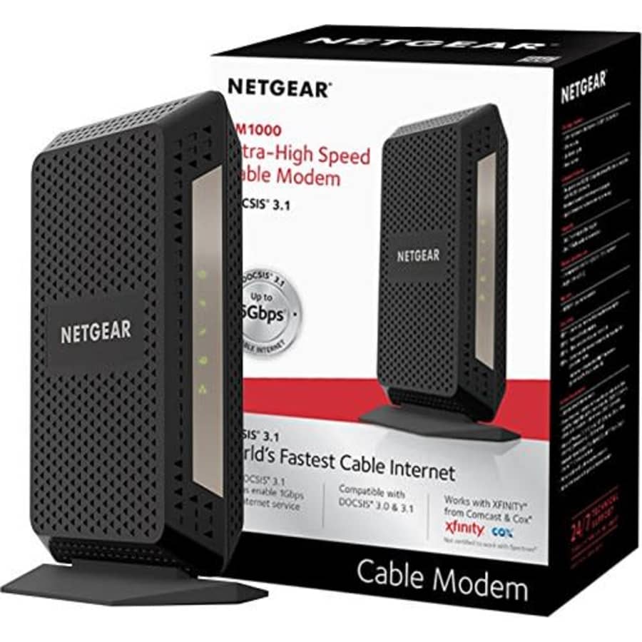 NETGEAR DOCSIS 3.1 Gigabit Cable Modem. Max download speeds of 6.0 Gbps, For XFINITY by Comcast, for $144