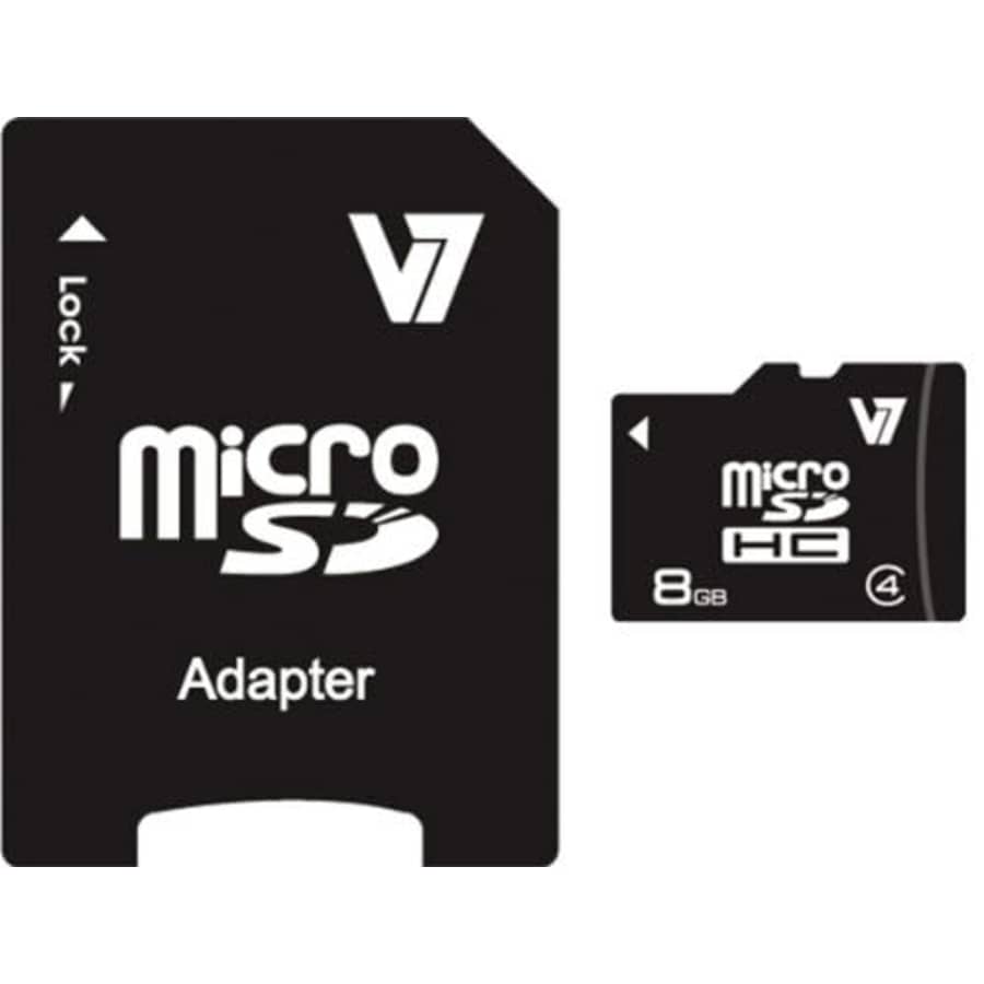 V7 8GB MicroSDHC Class 4 Flash Memory Card with SD Adapter (VAMSDH8GCL4R-1N),Black for $6 V7 8GB MicroSDHC Class 4 Flash Memory Card with SD Adapter (VAMSDH8GCL4R-1N),Black for $6