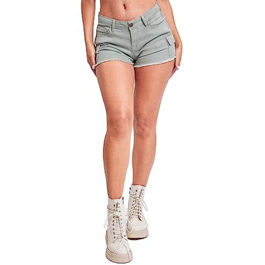 YMI Women's Mid Rise Cargo Shorts with Frayed Hem, Grnte,01 for $21 YMI Women's Mid Rise Cargo Shorts with Frayed Hem, Grnte,01 for $21