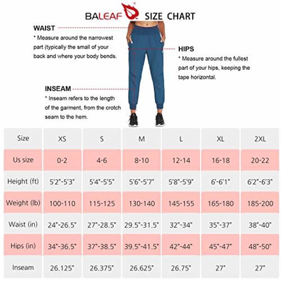 BALEAF Women's 26" High Wasited Joggers Lightweight Camping Activewear Pants Quick Dry Blue S for $9