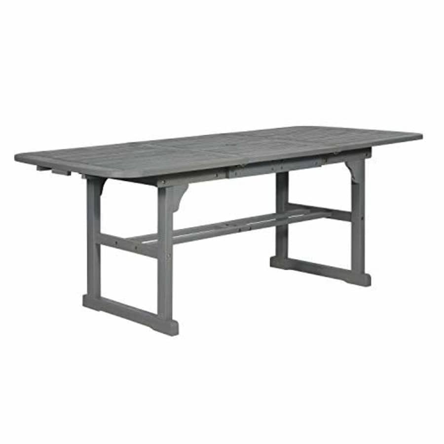 Walker Edison Maui Modern Solid Acacia Wood Slatted Patio Dining Table, 78 Inch, Grey Wash for $312