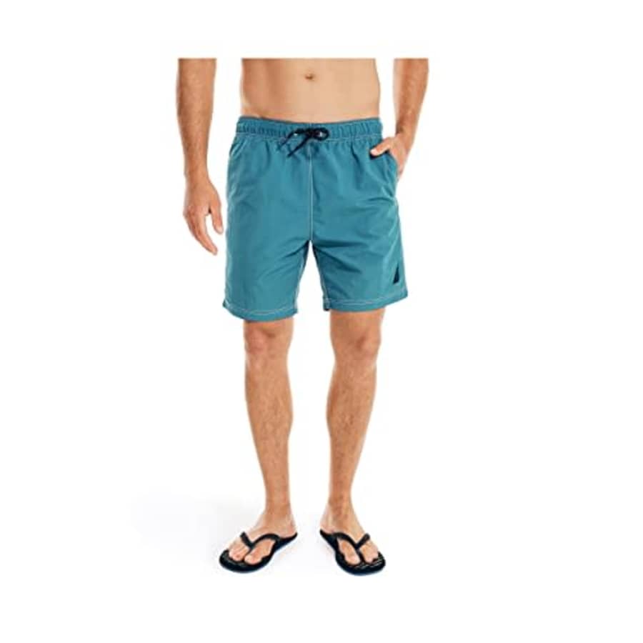 Nautica mens 8" Solid Quick-dry Short Swim Trunks, Rich Teal, Small US for $30