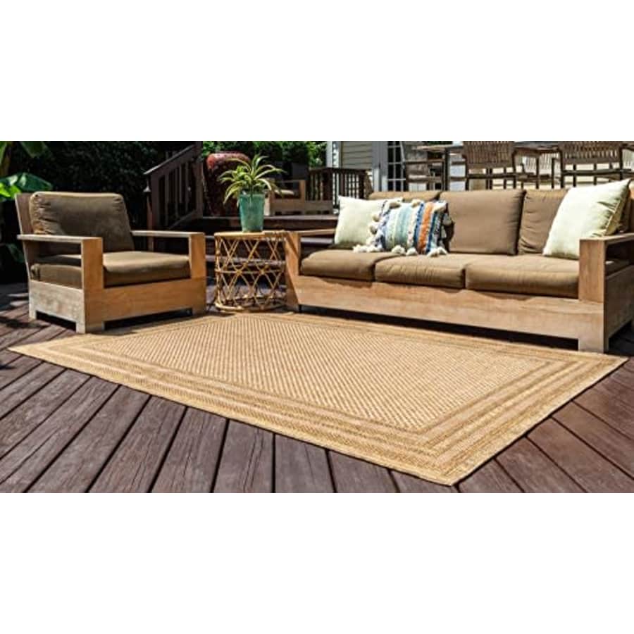 Unique Loom Outdoor Collection Transitional Indoor & Outdoor Casual Solid Tonal Border Area Rug, 5 for $110
