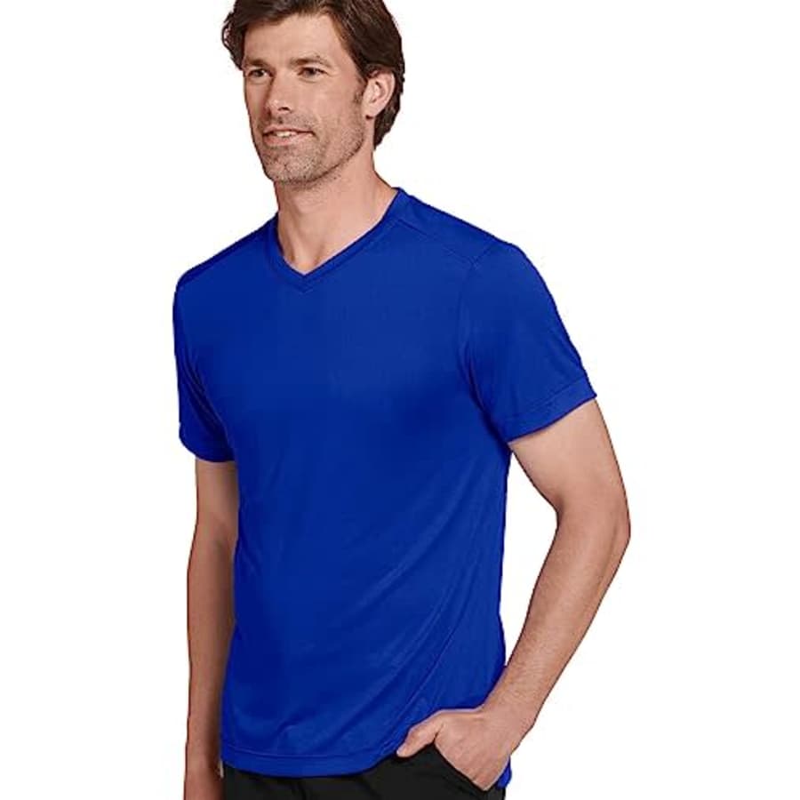 Jockey Men's Activewear Lightweight Performance V-Neck Tee, Outrageous Blue, XL for $5