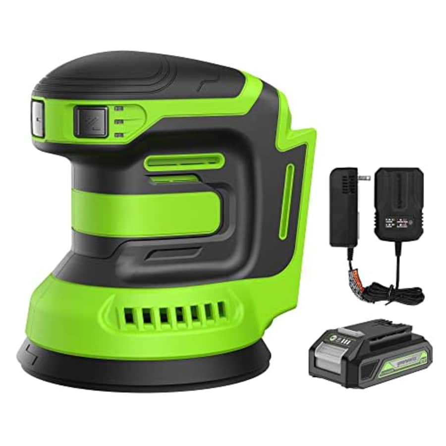 Greenworks 24V Orbital Sander Kit, 5" Random Sander Variable Speed, 2Ah Battery and Charger Included for $64