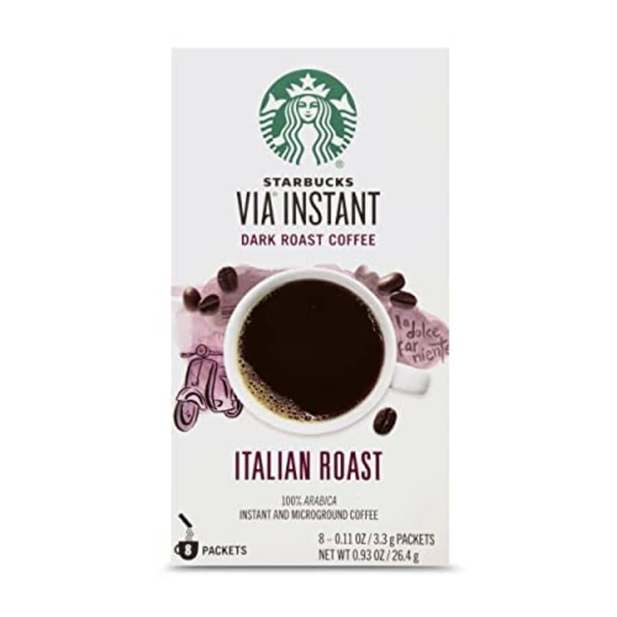 Starbucks VIA Instant Coffee Dark Roast Packets 100% Arabica 1 box (8 packets) Italian Roast 0.93 for $13