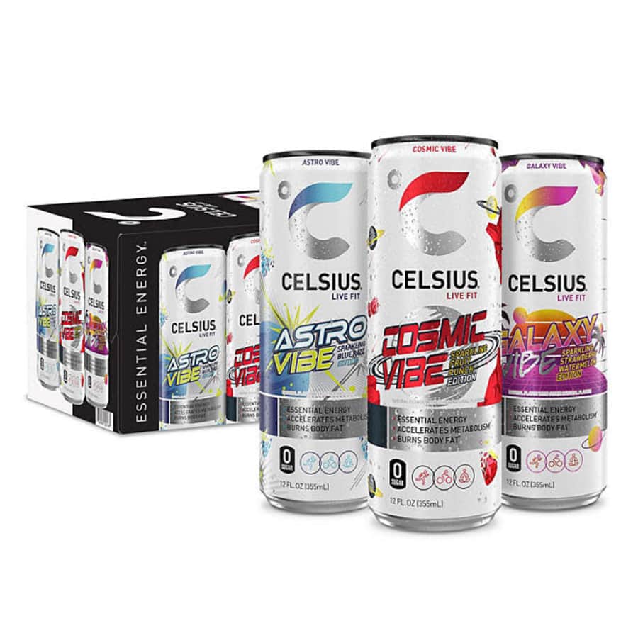 Celsius Space Vibe 12-fl. oz. Energy Drink Variety Pack 18-Pack for $18 for members Celsius Space Vibe 12-fl. oz. Energy Drink Variety Pack 18-Pack for $18 for members