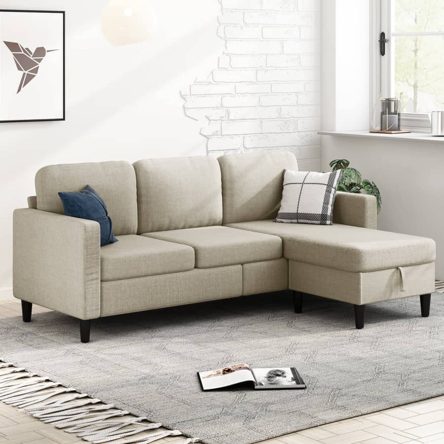 Sectional Sofa w/ Movable Ottoman for $230 Sectional Sofa w/ Movable Ottoman for $230