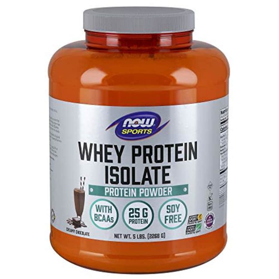 Now Foods NOW Sports Nutrition, Whey Protein Isolate, 25 G With BCAAs, Creamy Chocolate Powder, 5-Pound for $78 Now Foods NOW Sports Nutrition, Whey Protein Isolate, 25 G With BCAAs, Creamy Chocolate Powder, 5-Pound for $78