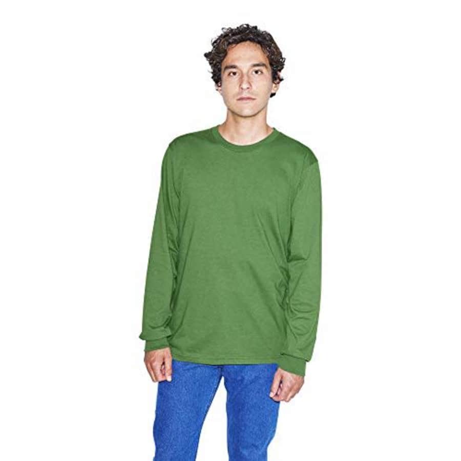 American Apparel Men's Organic Fine Jersey Crewneck Long Sleeve T-Shirt, Pine, 2X-Large for $16