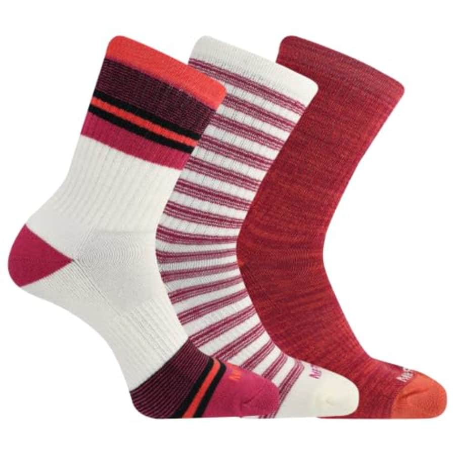 Merrell Unisex Mens And Women's Half Cushion Socks - 3 Pair Pack Arch Support Insulated Moisture for $19