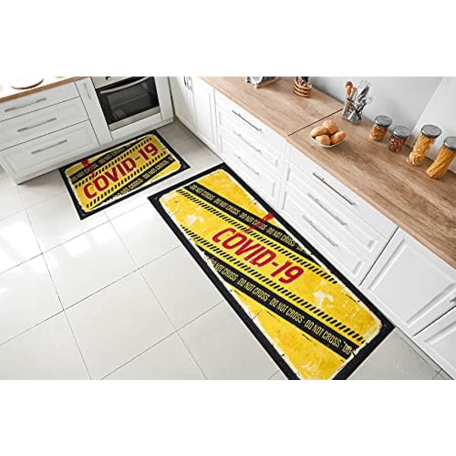 Ottomanson Siesta Collection COVID 19 Design Accent Rug, 2'3" x 3', Yellow for $14