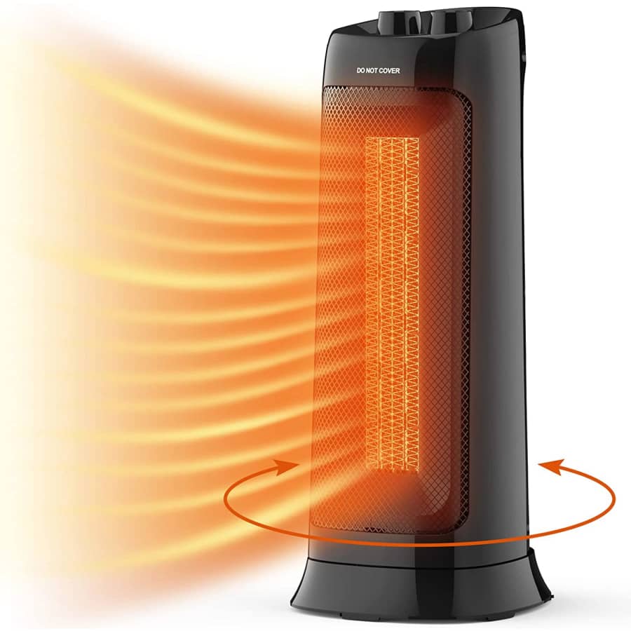 Cfmour 1,500-Watt Oscillating Ceramic Tower Space Heater for $39