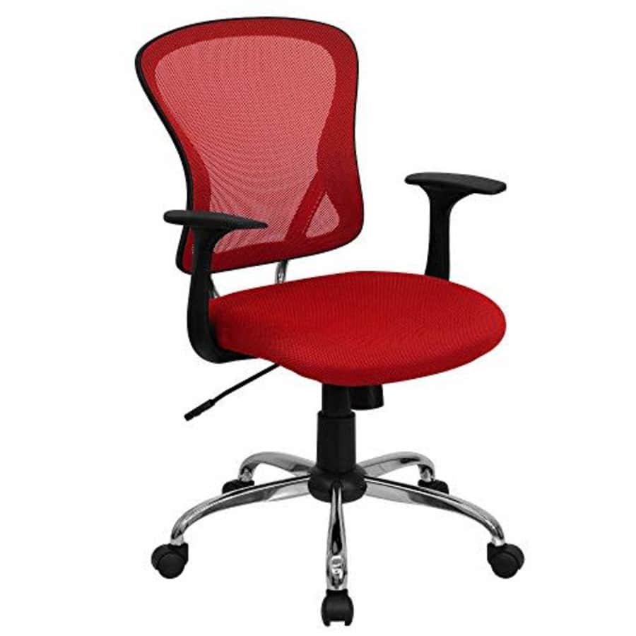 Flash Furniture Mid-Back Red Mesh Swivel Task Office Chair with Chrome Base and Arms for $119