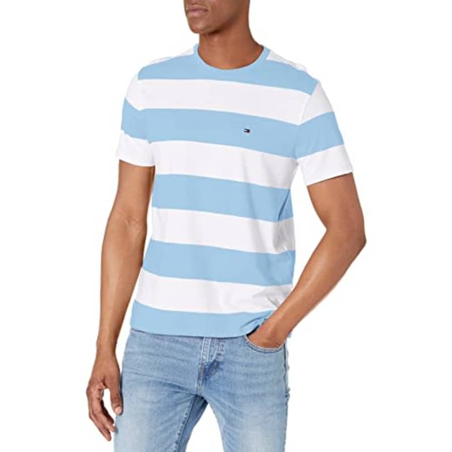 Tommy Hilfiger Men's Short Sleeve-Graphic T Shirt, Corydalis Blue, MD for $26