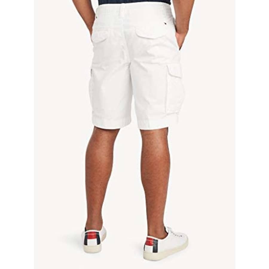 Tommy Hilfiger Men's 6 Pocket Cargo Shorts, White, 31 for $42