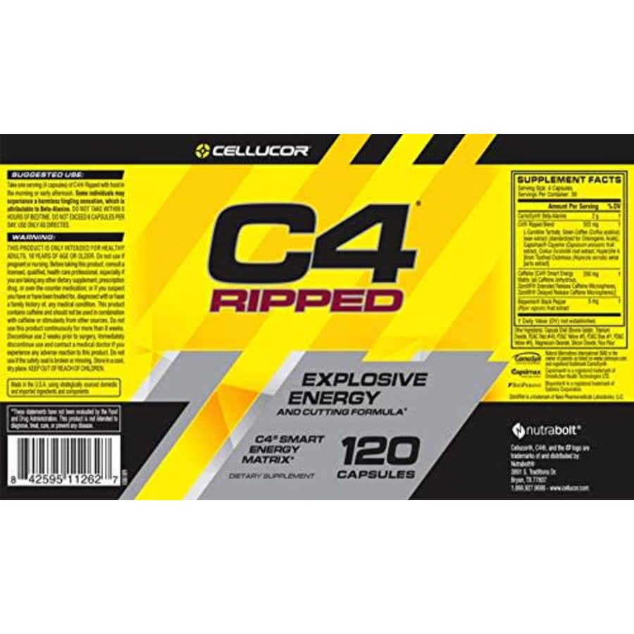 Cellucor C4 Ripped Pre Workout Capsules | Creatine Free + Sugar Free Preworkout Energy Supplement for Men & for $25 Cellucor C4 Ripped Pre Workout Capsules | Creatine Free + Sugar Free Preworkout Energy Supplement for Men & for $25