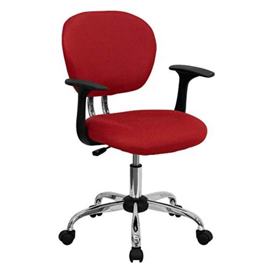 Flash Furniture Mid-Back Red Mesh Padded Swivel Task Office Chair with Chrome Base and Arms for $111
