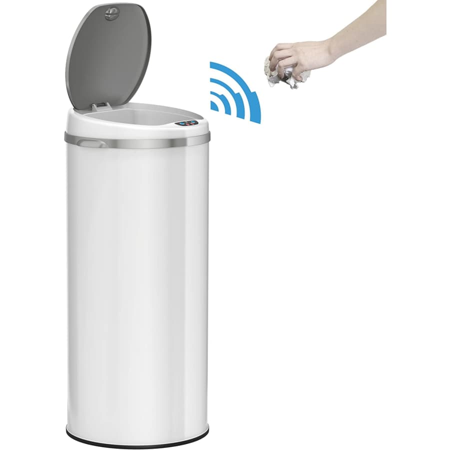 iTouchless 13-Gallon Round Deodorizer Touchless Sensor Trash Can for $67