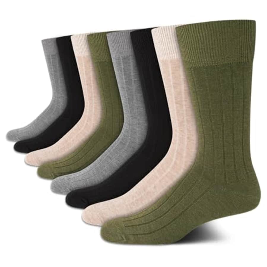 Calvin Klein Men's Dress Socks - Lightweight Cotton Blend Crew Socks (8 Pack), Size 7-12, Olive for $20 Calvin Klein Men's Dress Socks - Lightweight Cotton Blend Crew Socks (8 Pack), Size 7-12, Olive for $20